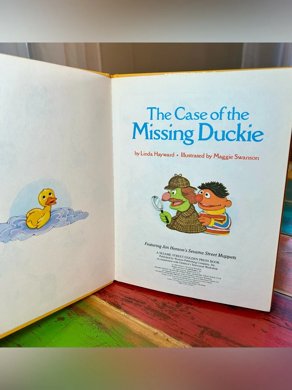 VTG Sesame Street Case of the Missing Duckie Golden Book Ernie 1981 Hardcover